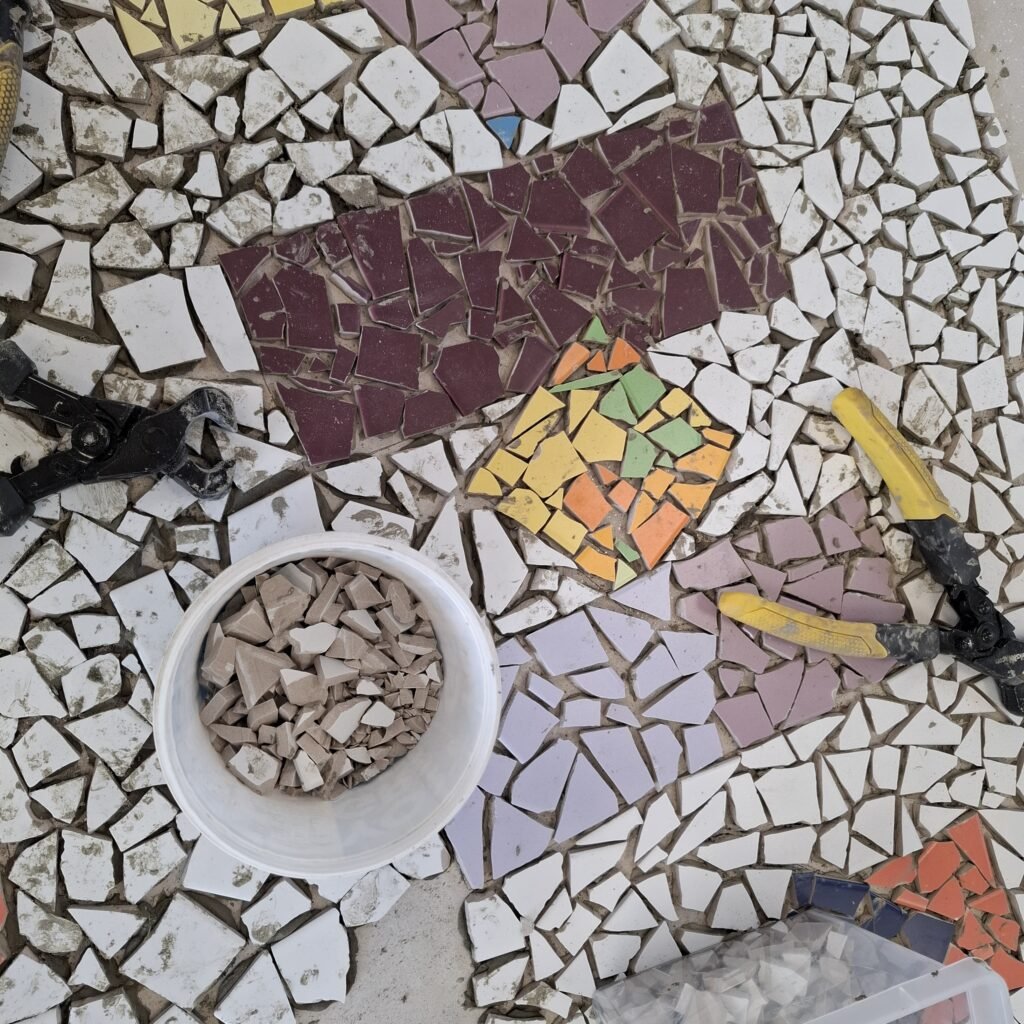 Detail van proces van mozaïek project